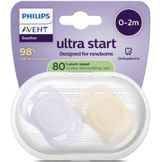 Hovedbilde Avent Ultra Start Soft Narresmokk 0-2m Lilla & Gul 2 stk