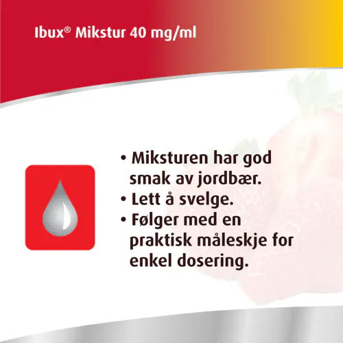 Ibux Mikstur 40 mg/ml Jordbær 100 ml