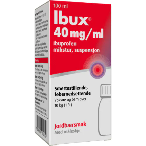 Ibux Mikstur 40 mg/ml Jordbær 100 ml