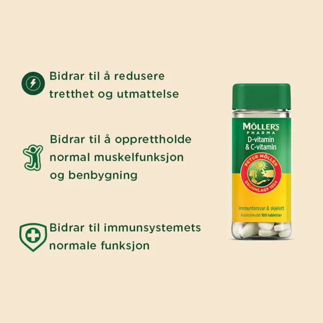 Hovedbilde Møllers Pharma D-vitamin og C-vitamin Tabletter 100 stk