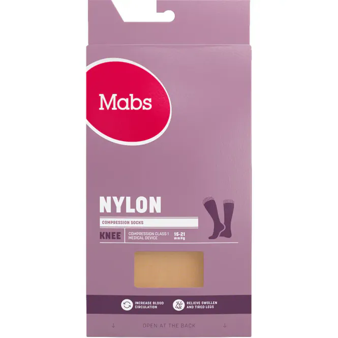 Hovedbilde Mabs Nylon Kompresjonsstrømpe Kne Sand M 1 par