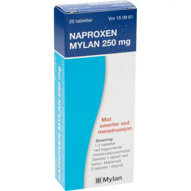 Hovedbilde Naproxen Mylan Tabletter 250 mg 20 stk