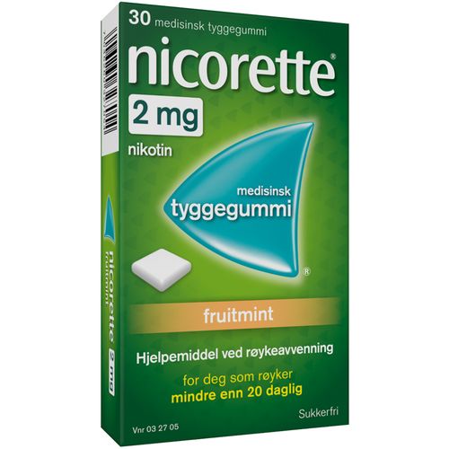Nicorette Tyggegummi 2 mg Fruitmint 30 stk