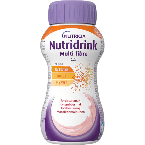 Nutridrink Multi Fibre Jordbær 4 x 200 ml