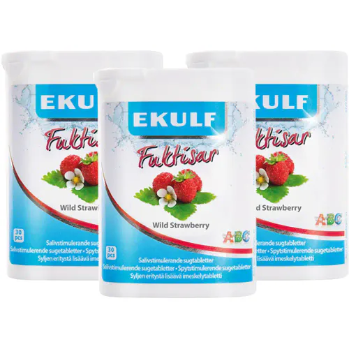 Ekulf Fuktisar Wild Strawberry Megapack - 3 x 30 tabletter