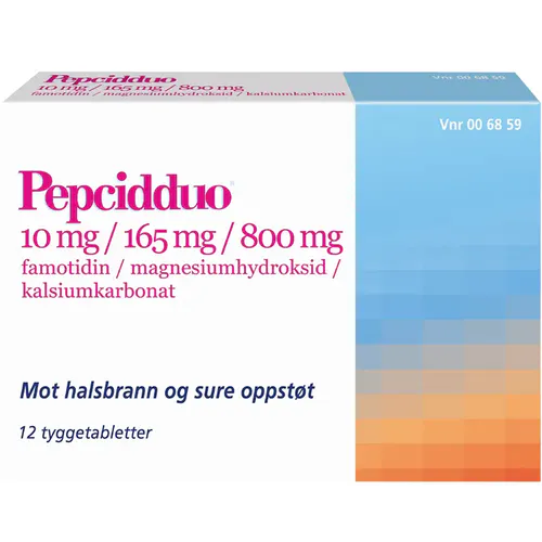 Pepcidduo Tyggetabletter 10 mg 12 stk