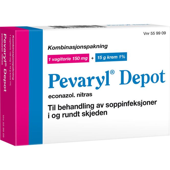 Hovedbilde Pevaryl Depot 150 mg Vagitorie og 1% Krem 1+15 g