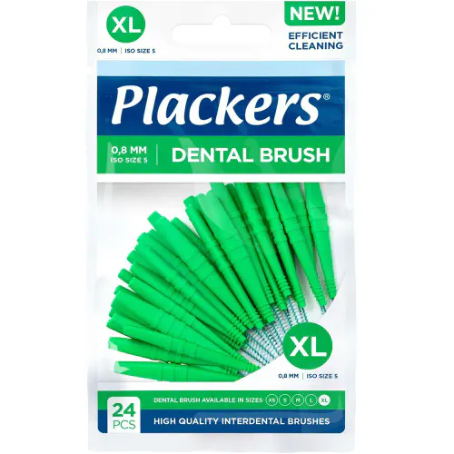 Plackers Dental Brush 0,8 mm Grønn XL 24 stk