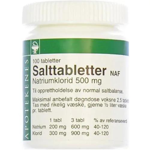 Salttabletter NAF Tabletter 500 mg 100 stk