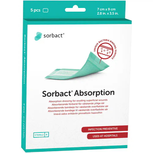 Sorbact Absorpion Bandasje 7 x 9 cm 5 stk