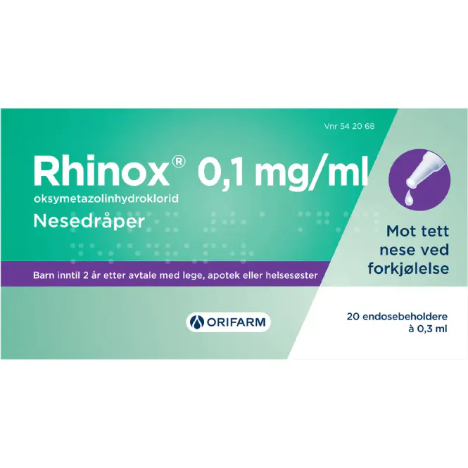 Hovedbilde Rhinox 0,1 mg/ml Nesedråper 20 x 0,3 ml
