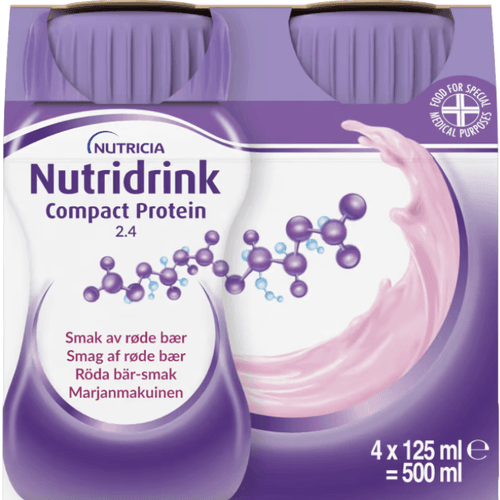 Nutridrink Compact Protein Næringsdrikk Røde Bær 4x125 ml