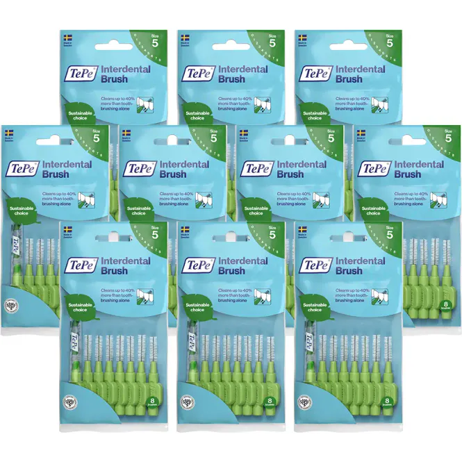 Hovedbilde TePe Mellomromsbørster 0,8 mm Grønn Klinikkpakke - 10 x 8 stk