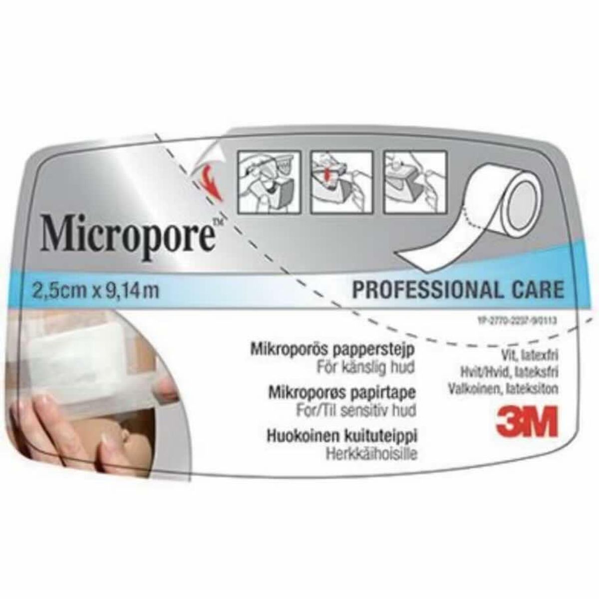 Micropore Kirurgisk Tape Hvit 2,5 cm x 9,14 m 1 stk