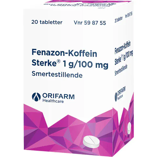 Fenazon-Koffein Sterke 1000/100 mg Tabletter 20 stk