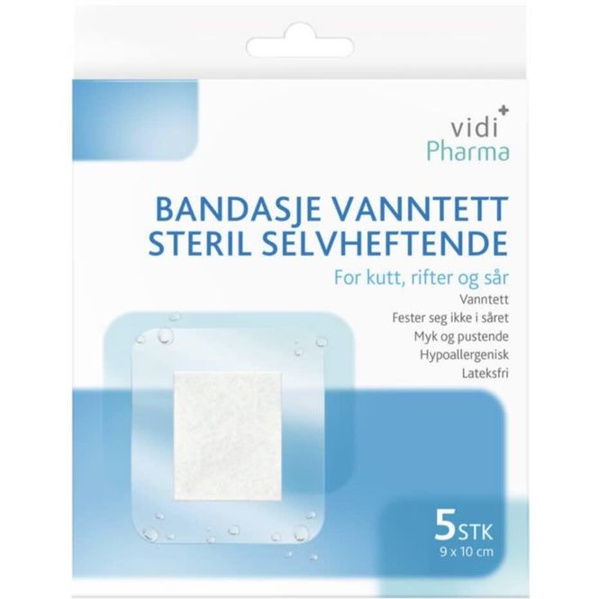 Hovedbilde Vidi Pharma Bandasje Vanntett Steril Selvheftende 9 x 10 cm 5 stk
