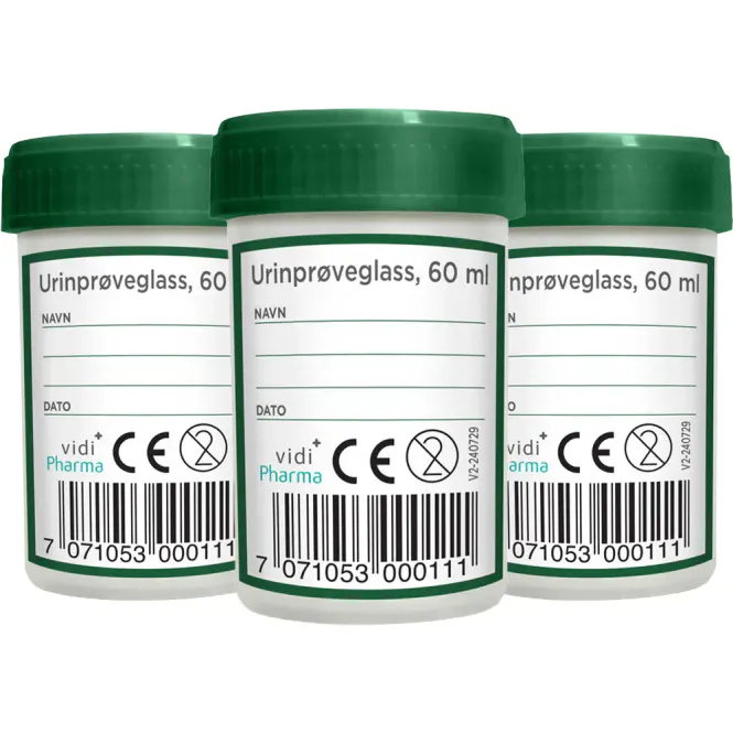 Hovedbilde Vidi Pharma Urinprøveglass m/Lokk Megapack -  3 x 60 ml