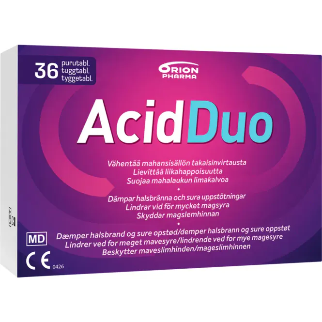 Hovedbilde AcidDuo Tyggetabletter Halsbrann & Sure Oppstøt 36 stk