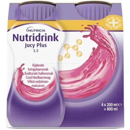 Nutridrink Jucy Plus Bringebær 4 x 200 ml