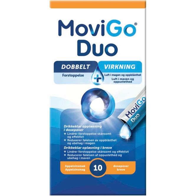 Hovedbilde MoviGo Duo Appelsinsmak 10 doseposer