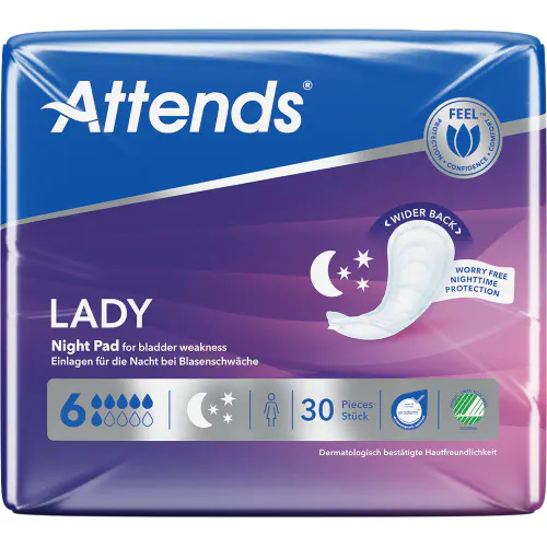 Attends Lady 6 Night Pad 30 stk