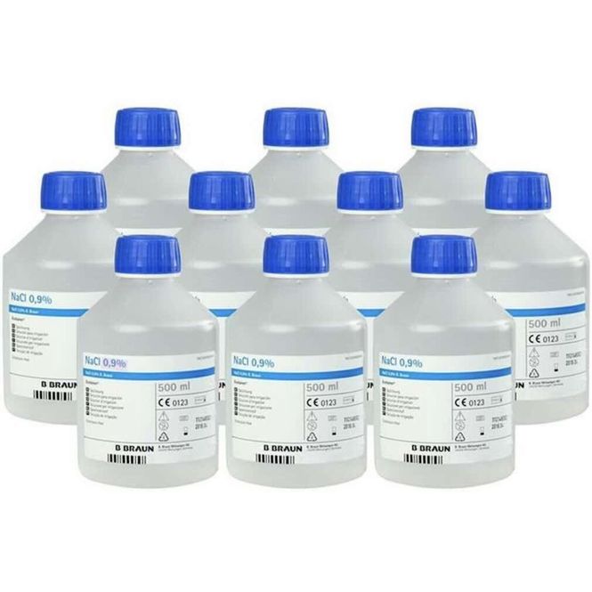 Hovedbilde Natriumklorid 0,9 % Skyllevæske Ecotainer Helleflaske 10 x 500 ml