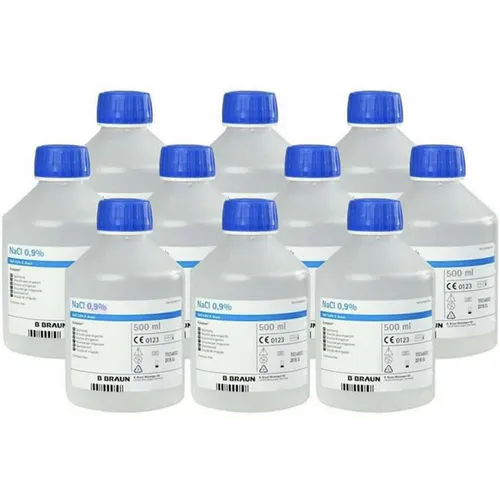 Natriumklorid 0,9 % Skyllevæske Ecotainer Helleflaske 10 x 500 ml