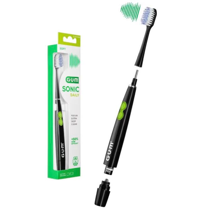 Hovedbilde Gum Sonic Daily Hybrid-Tannbørste Soft Sort 1 stk