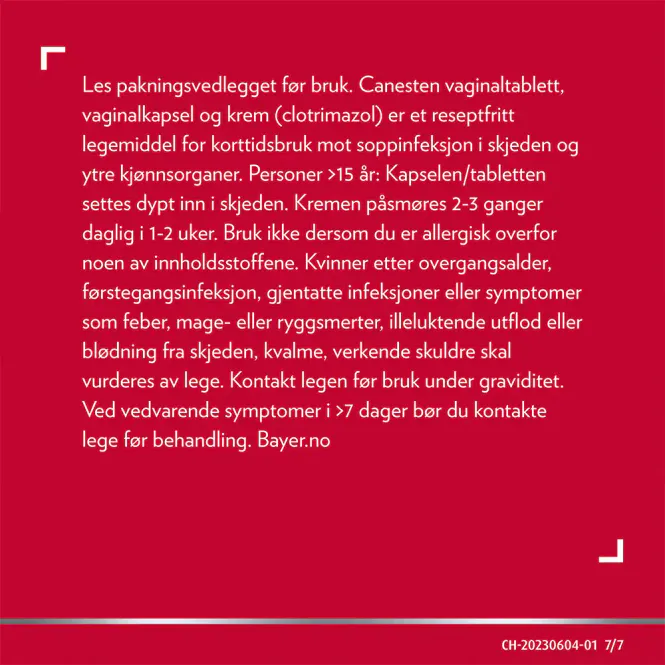 Hovedbilde Canesten 500 mg Myk Vaginalkapsel og 1% Krem 1+20 g