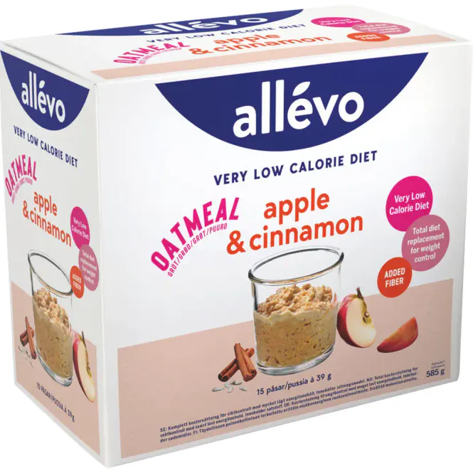 Hovedbilde Allevo VLCD Oatmeal Apple & Cinnamon 15 x 39 g