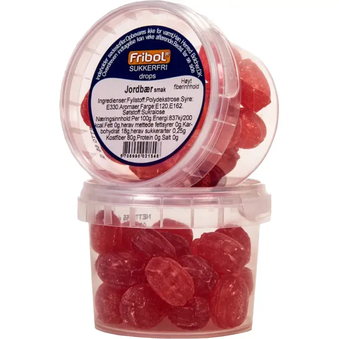 Hovedbilde Fribol Sukkerfri Drops Jordbær 65 g