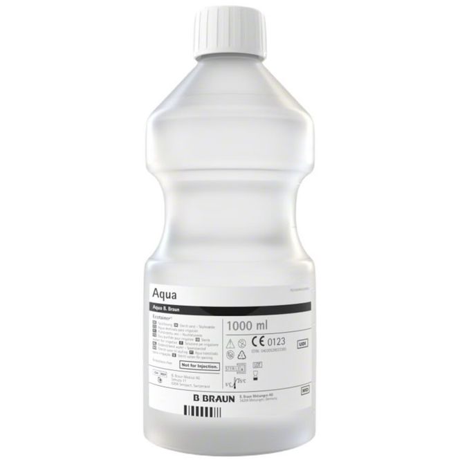 Hovedbilde Sterilt Vann Skyllevæske Ecotainer Helleflaske 6 x 1000 ml