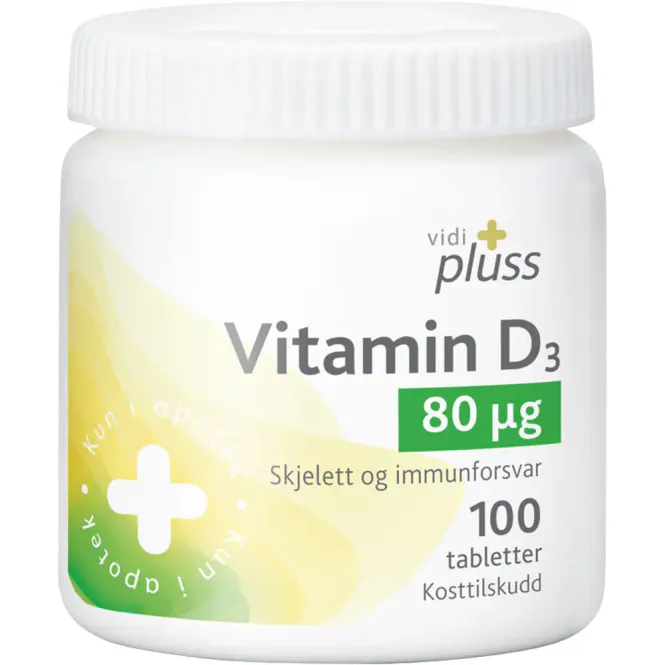 Hovedbilde Vidi Pluss Vitamin D3 80 mcg 100 stk