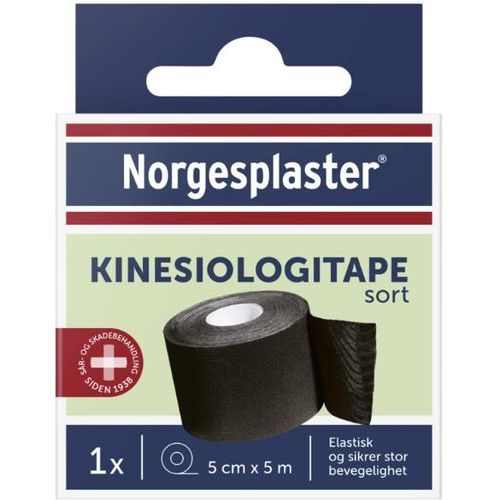 Norgesplaster Kinesiologi Tape 5 cm x 5 m Sort 1 stk