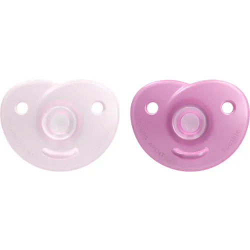 Avent Soothie Heart Smokk 0-6m Rosa 2 stk
