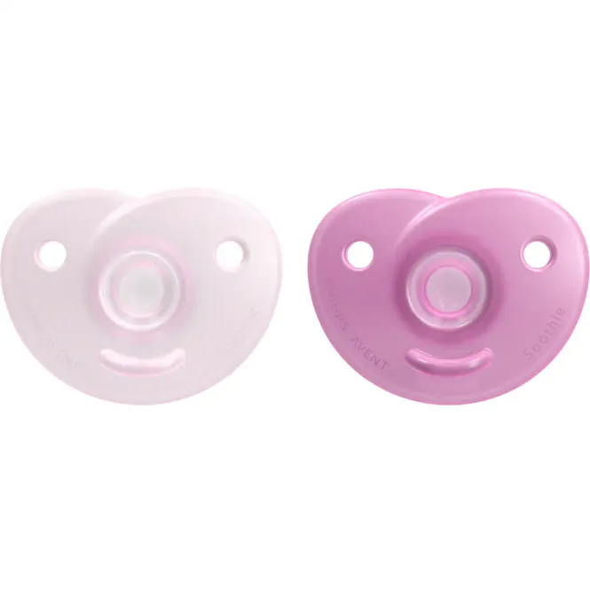 Hovedbilde Avent Soothie Heart Smokk 0-6m Rosa 2 stk