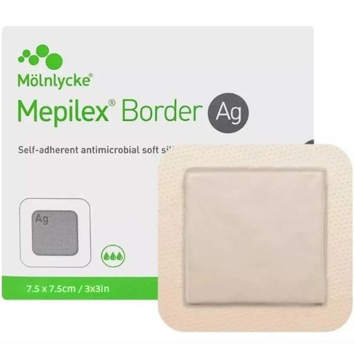 Mepilex Border Ag Sølvbandasje 7,5x7,5 cm 5 stk